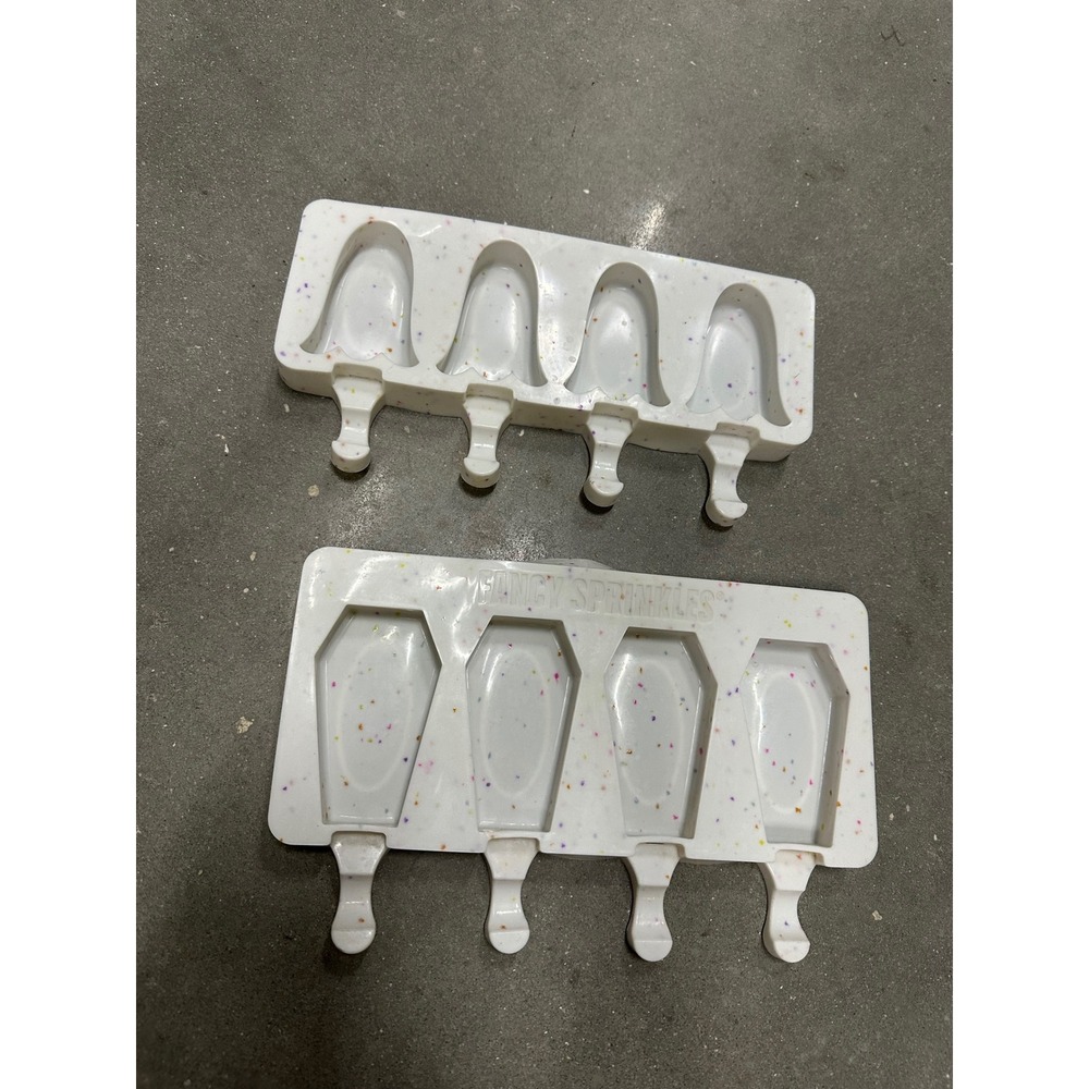 Fancy Sprinkles Coffin and Bell Cakesicle Silicone Molds White Speckled Set of 2